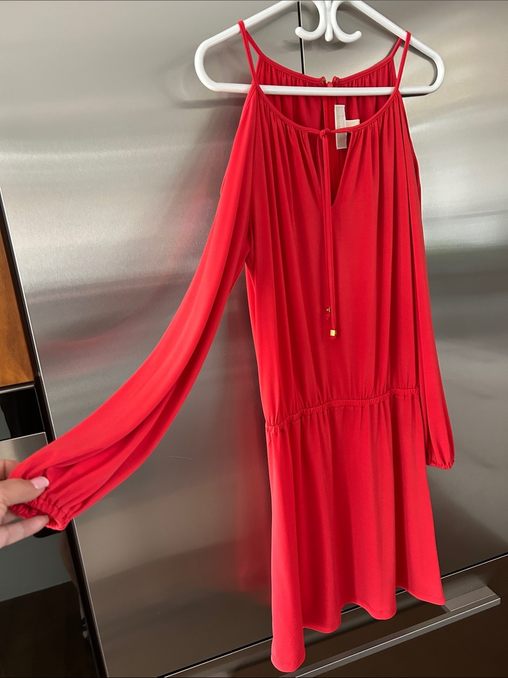 Michael Kors Red One-Shoulder Spaghetti Strap Dress